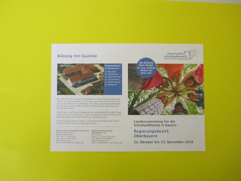 Schullandheim-Sammlung 2018 – Ehrung Schullandheim-Sammlung 2017